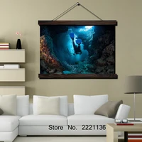 diver underwater blue scroll painting modern home framed hanging wall decoration artworks in high definition print poster