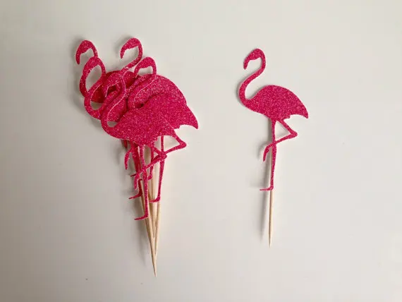 

Блестящие топперы fushia в виде фламинго, капкейка, тропический Свадебный Топпер на день рождения, для невесты, baby Shower, для помолвки, для девичн...