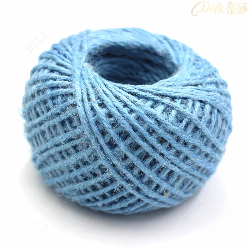 blue 50 м шпагат DIY 3 слоя шпагат из натурального сизаля 1,5 мм DIY украшения ручной работы тонкий скрученный джутовый канат шнура черный, красный - Цвет: blue