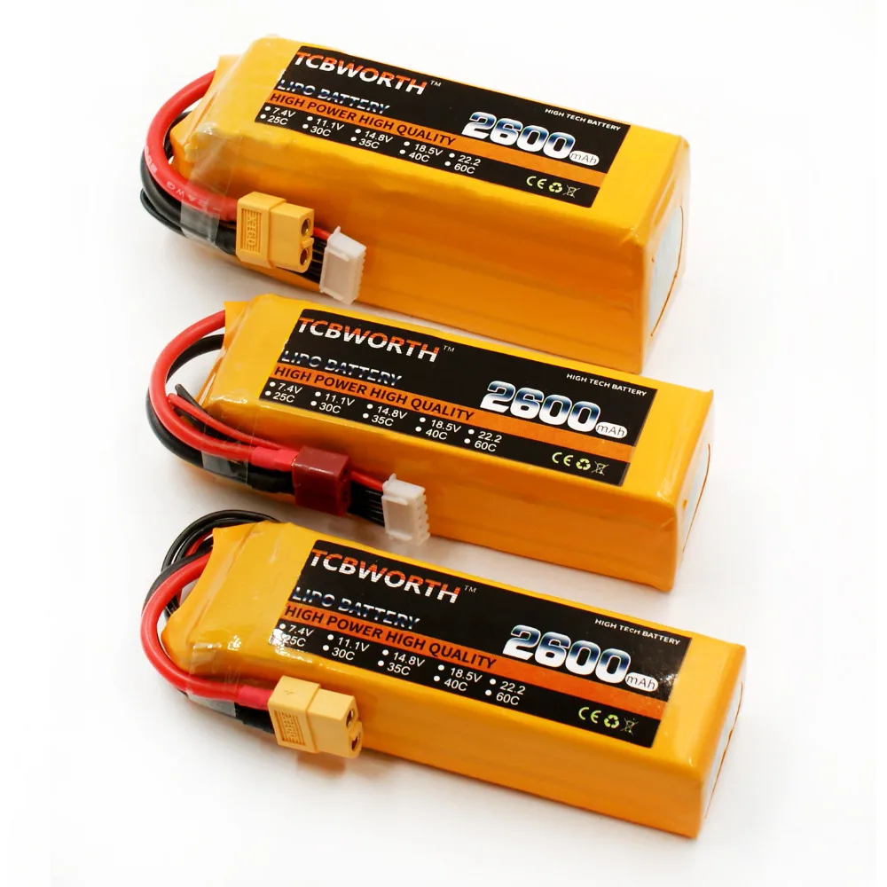 

TCBWORTH Batteries 2S 7.4V 2600mAh 40C Max 80C RC Drone LiPo battery For RC Airplane Quadrotor Helicopter Car Drone Battery LiPo