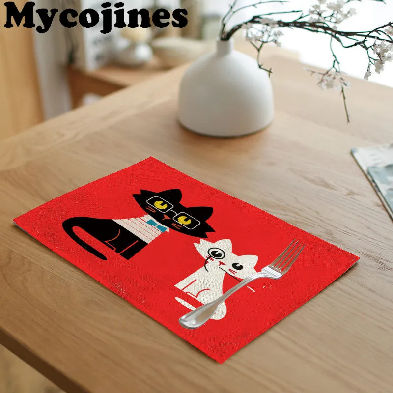 Художественная креативная скатерть 42x32 см с изображением милого кота букв для