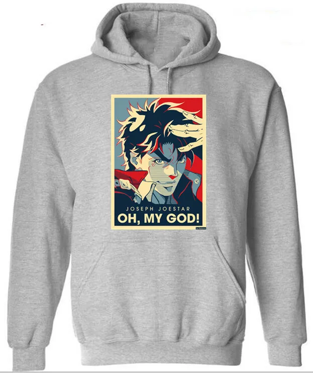 Толстовки с капюшоном плакаты надписью Невероятные приключения Джоджо мужские