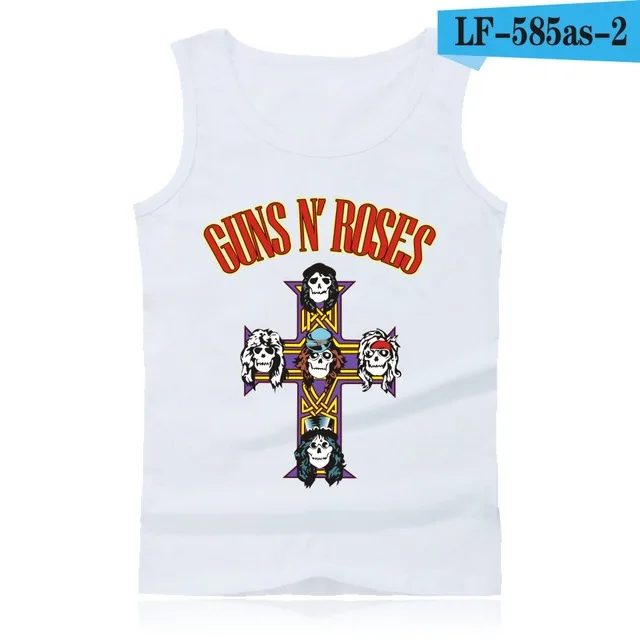 white GUNS N ROSES, мужские майки, футболка, хип-хоп, для спортзала, жилет, модный, для бодибилдинга, майка, мужская, майка, одежда для фитнеса, пистолеты и розы - Цвет: white