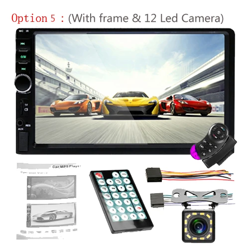 With 12 Led Camera AMPrime Автомагнитола 2din " сенсорный Автомагнитола Mirrorlink мультимедийный плеер Bluetooth MP4 MP5 стерео аудио авто с камерой заднего вида - Цвет: With 12 Led Camera