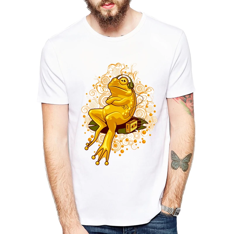 Новые забавные с рисунком животных летняя футболка коротким рукавом Froggie relax mode