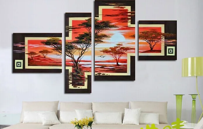 

Modern fashion abstract oil painting on canvas Hand painted Africa landscape sunrsing paintings NO frame