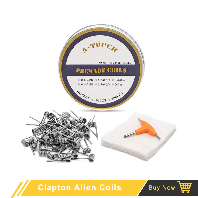 50 шт./лот Clapton катушки Alien провода вейпер DIY электронная Сигарета RDA распылитель