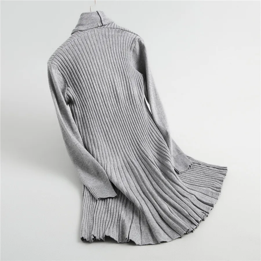 Women Cardigan Fincati 2018 Autumn Winter New Arrival A-Line Pleated Hem Long Knitted Open Stitch High End Sweater Coat |