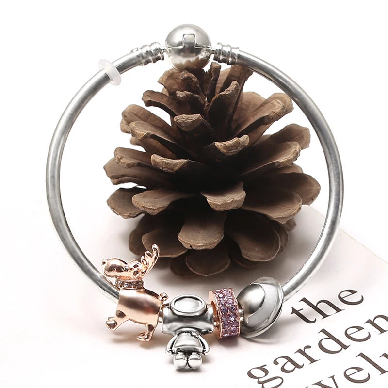 Дропшиппинг модный браслет с подвесками для женщин кристалл лось сердца планеты