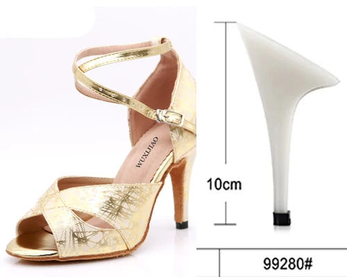 Gold heel 10cm WUXIJIAO/популярные женские кожаные туфли для латинских танцев с принтом; туфли для бальных танцев; вечерние туфли для танцев на квадратном каблуке 10 см - Цвет: Gold heel 10cm