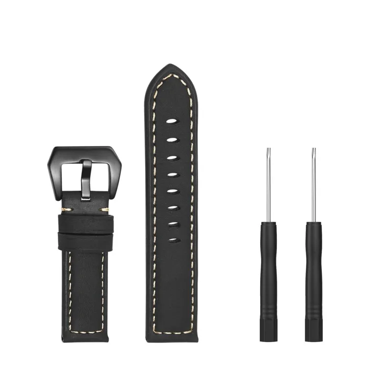 Black 22 мм ремешок из натуральной кожи для смарт-часов Ремешок для Garmin Fenix 5/Fenix 5 Plus/Forerunner 935/Quatix 5(не быстро подходит - Цвет: Black