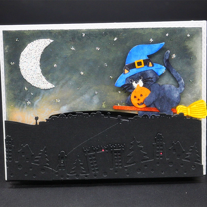 Металлические Вырубные штампы SCD1148 в виде кошки на Хэллоуин для скрапбукинга