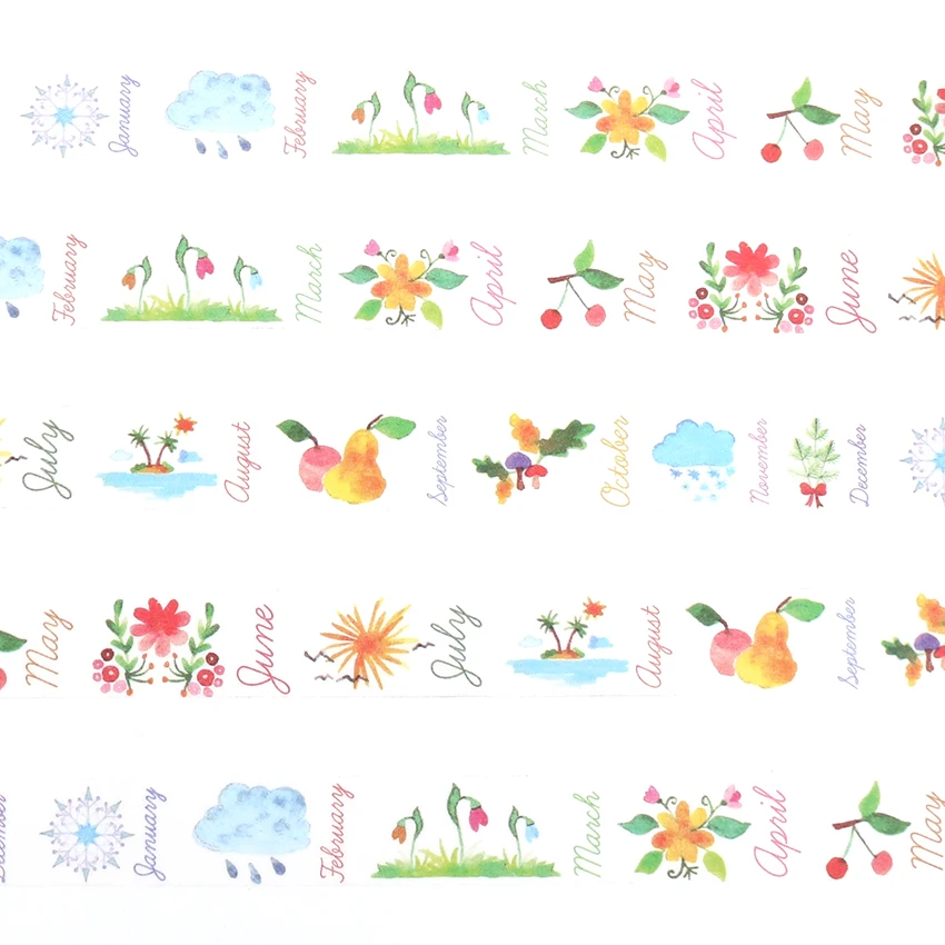 15mm*10m Box Package Fruit Weather Flower Grass Washi Tape Excellent Quality Colorful Paper Masking DIY Decorative Tapes | Канцтовары