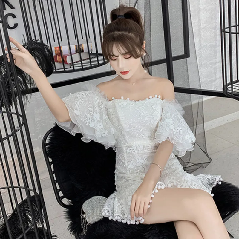 Женское платье с цветочной вышивкой ажурное открытыми плечами оборками и