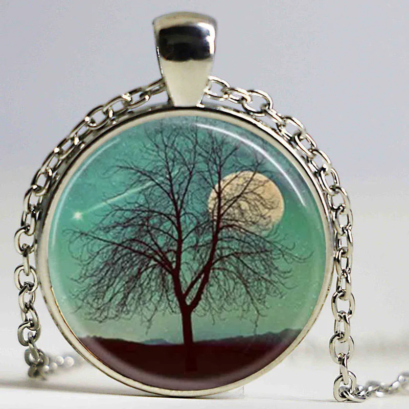 Плакучая ива дерево ожерелье Фото Кулон Ювелирные изделия измененное искусство