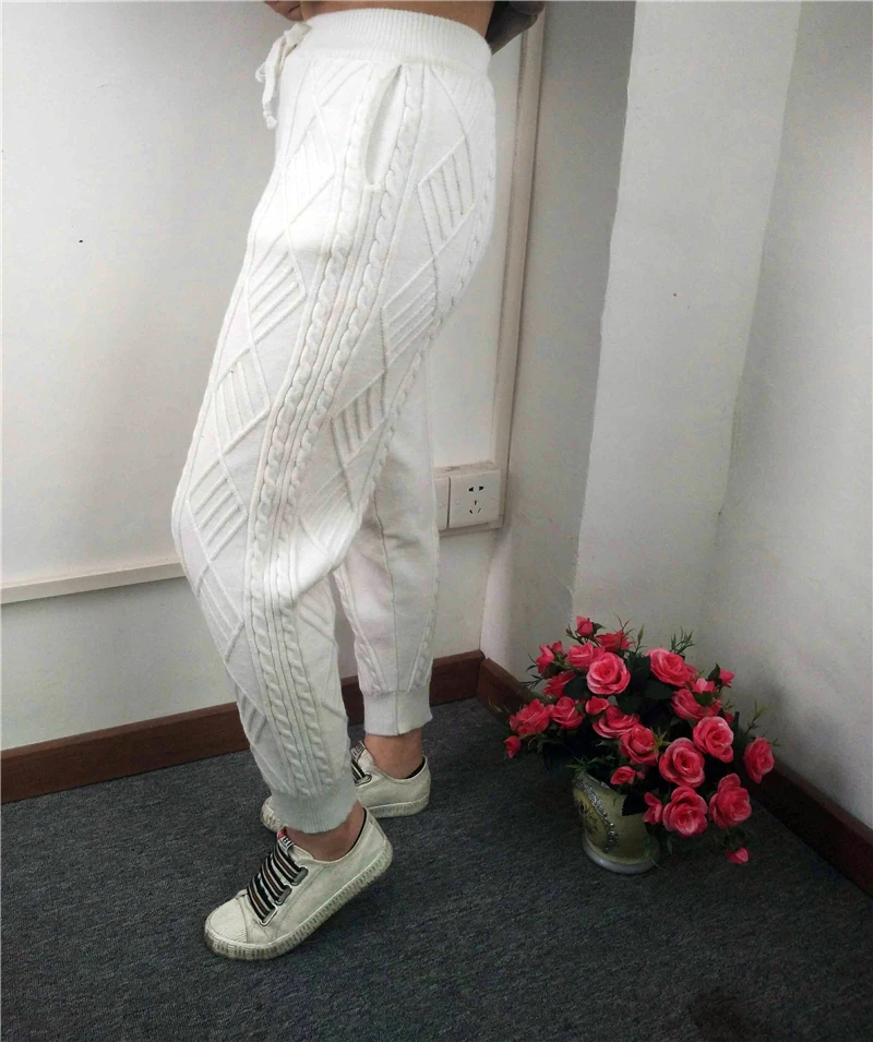 RUGOD Модные Новые однотонные женские брюки на шнуровке мягкие свободные брюки с эластичной талией теплые тянущиеся трикотажные Pantalones Mujer