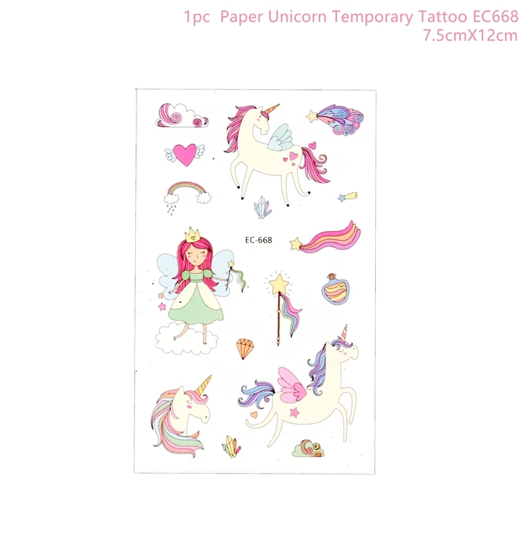 tattoo sticker 5 QIFU Единорог Набор для вечеринки Подарки для дня рождения украшения для вечеринки Дети Единорог день рождения Аксессуары для вечеринки, дня рождения вечерние сувениры Suppli - Цвет: tattoo sticker 5