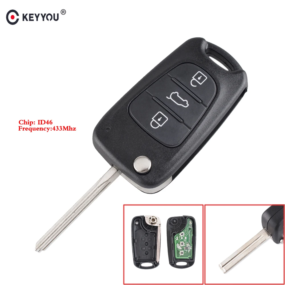 KEYYOU 3 кнопки Складной флип дистанционный автомобильный брелок 433 МГц ID46 чип для Kia