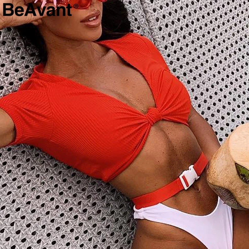 BeAvant сексуальный женский купальник с высоким вырезом Лето 2019 комплект из двух