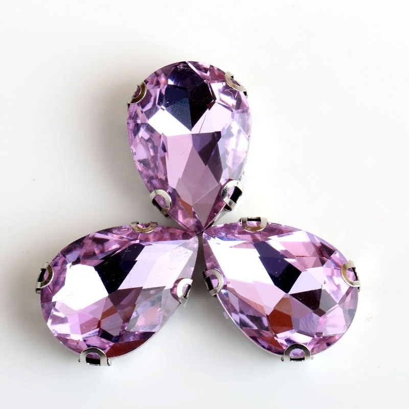 Crystal purple 20*30 мм 40 шт./упак. dr Форма пришить стразами высококачественные хрусталь с серебристой D форма коготь DIY моды аксессуары yj17 - Цвет: Crystal purple
