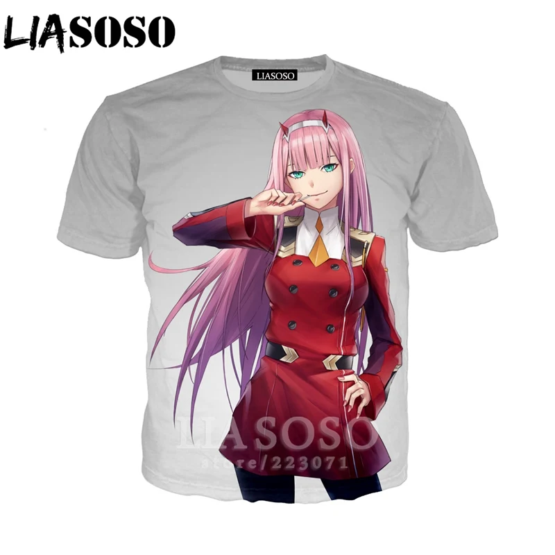 LIASOSO летняя Новинка для мужчин и женщин с 3D принтом аниме Darling In The Franxx футболка