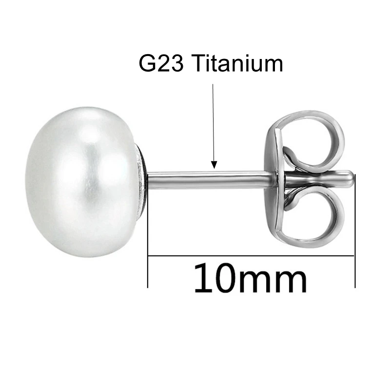 сережки жемчуг G23titan натуральный пресноводный серьги половина шар G23 титановые