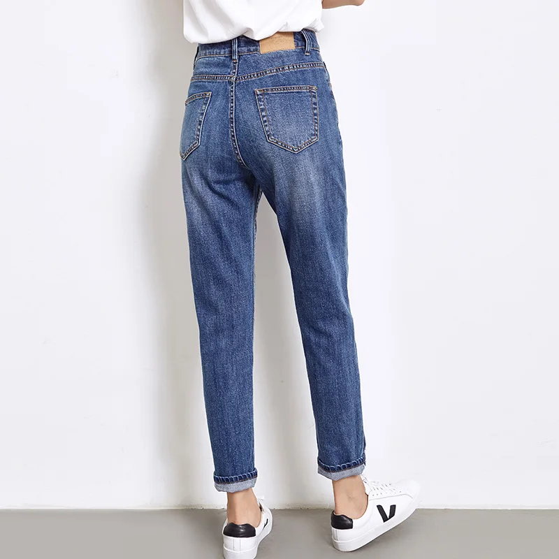 LEIJIJEANS, весна размера плюс, популярные, рваные, Выбеленные, со вставками, Промытые, средняя талия, полная длина, свободные женские джинсы прямого кроя 5996