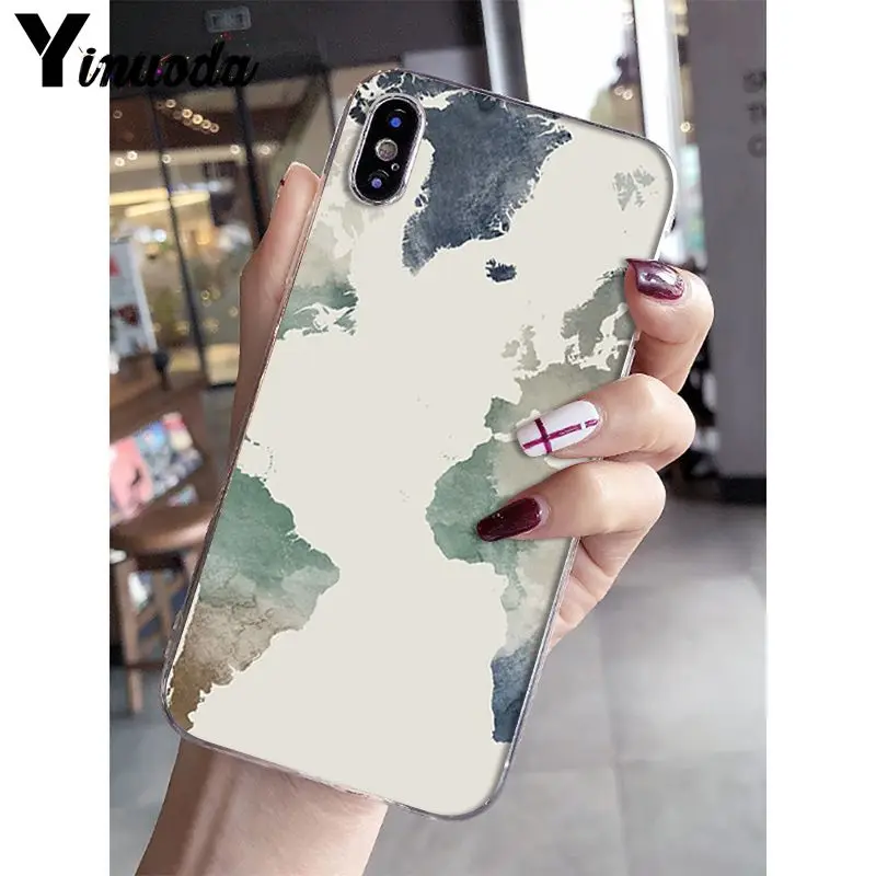 Yinuoda карта мира план путешествий Мягкий силиконовый чехол для телефона для iPhone 8 7 6 6S Plus X XS MAX 5 5S SE XR 10 чехол s