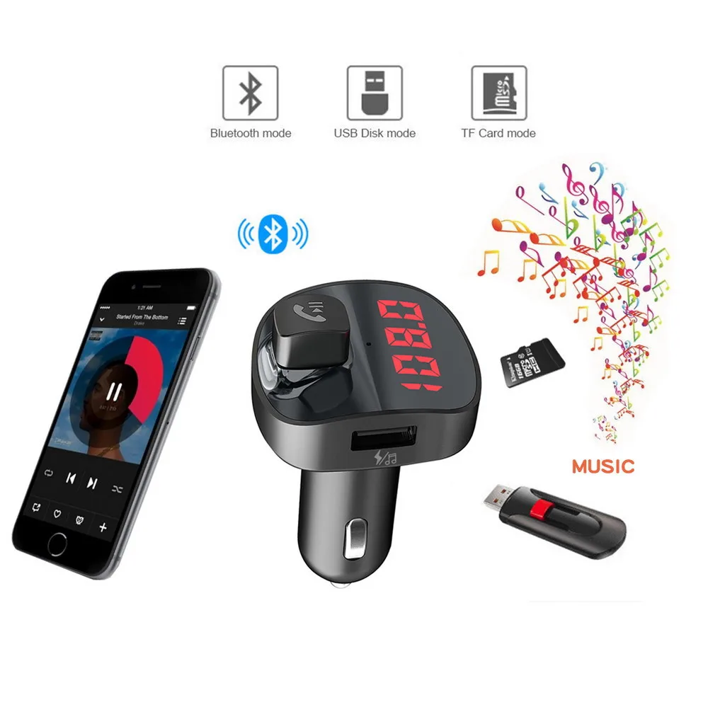 Автомобильный Mp3 плеер с ЖК-дисплеем Bluetooth V4.2 быстрое зарядное устройство двумя