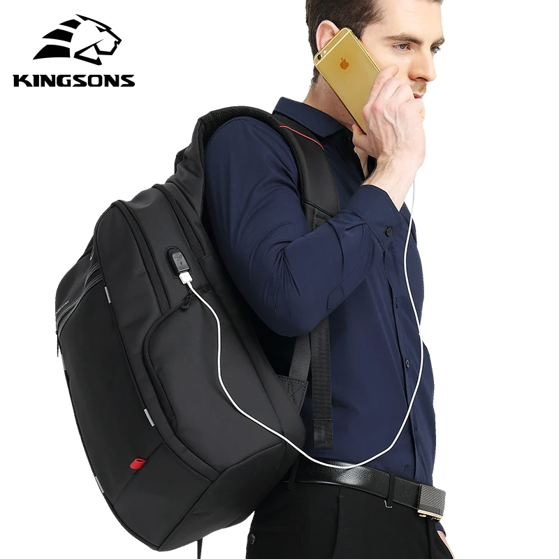 Kingsons брендовый Внешний USB рюкзак для зарядки 15 17 дюймов мужской ноутбука Mochila