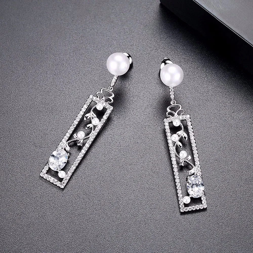 Женские висячие серьги SINZRY брендовые изящные геометрические с имитацией жемчуга