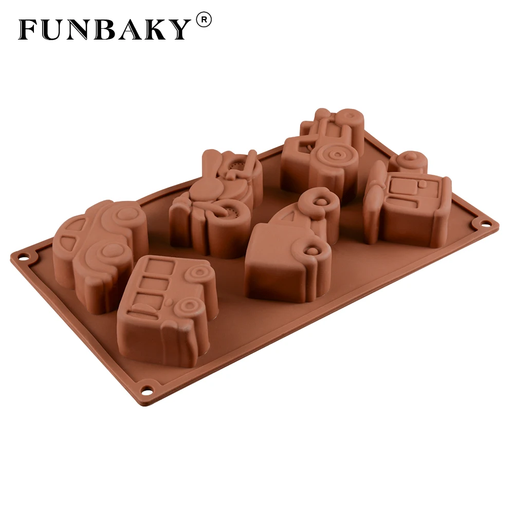 FUNBAKY 6 полости поезд инструменты для украшения торта автомобиля силиконовая