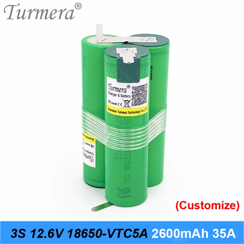3S 12 6 V 4S 16 8 5S 21V аккумулятор US18650VTC5A 2600mah 35A разрядный ток для шуруповерта батареи (по