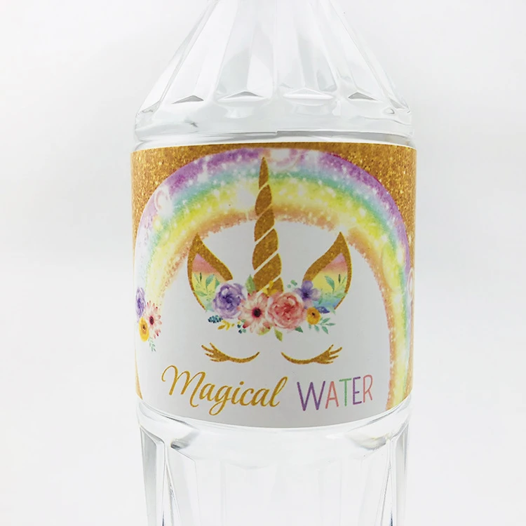 Единорог украшения для вечеринки 24 шт./лот водная этикетка бутылок детского душа