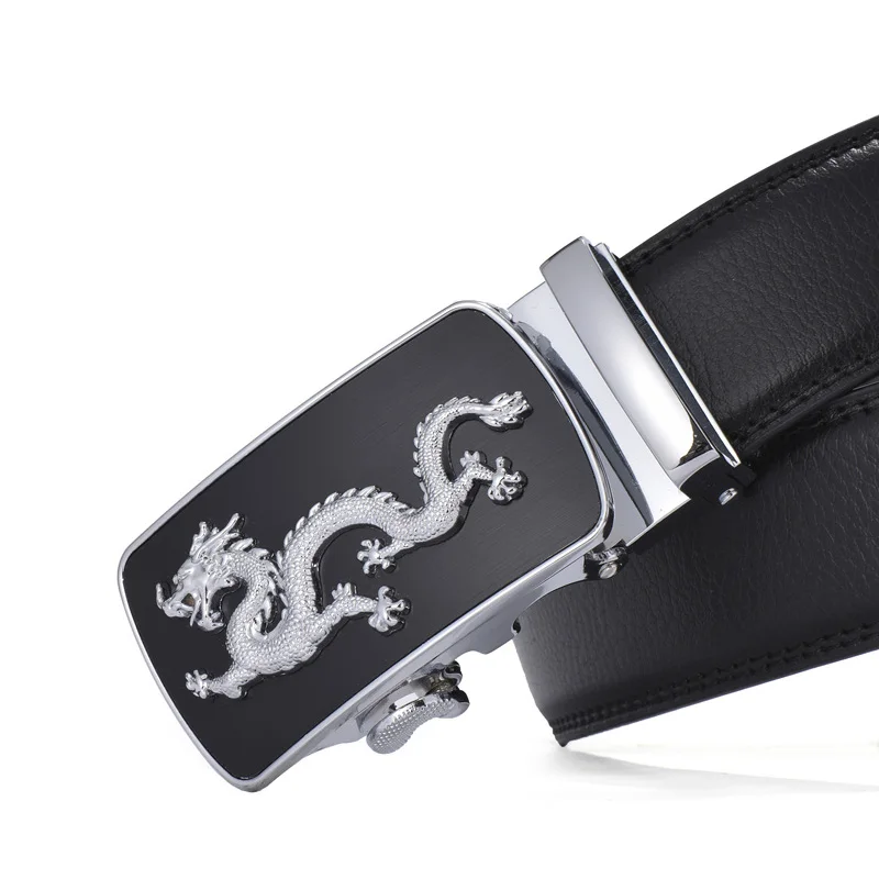 Мужской ремень из натуральной кожи с пряжкой в виде дракона | Аксессуары для