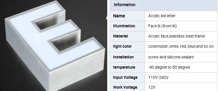 Пользовательские Наружные 3D led акриловые передние освещенные буквы алфавита для магазина