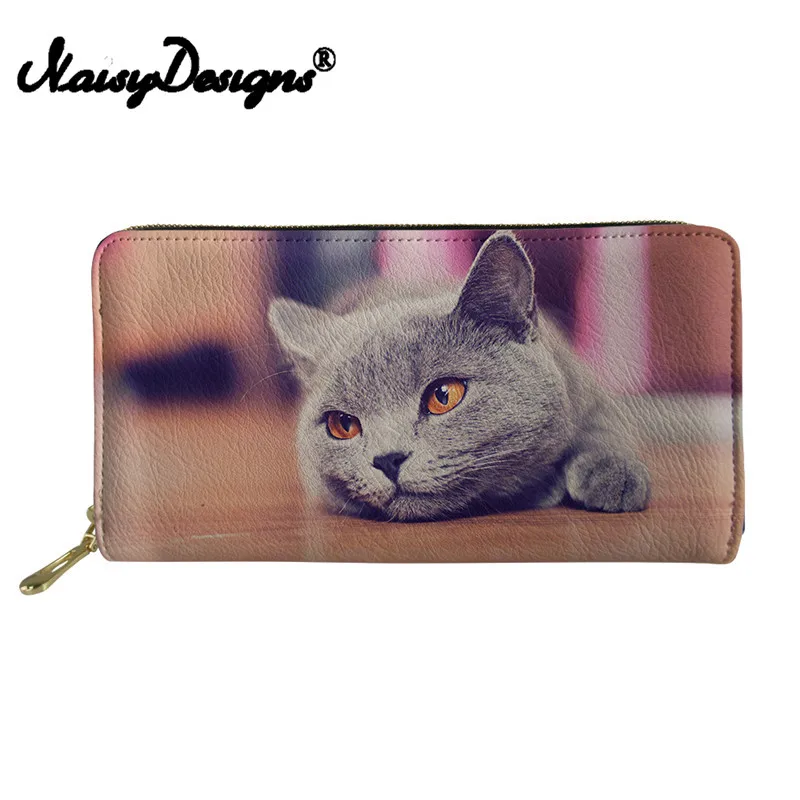 Женский Длинный кошелек Noisydesigns Cat кожаный с принтом для путешествий Обложка
