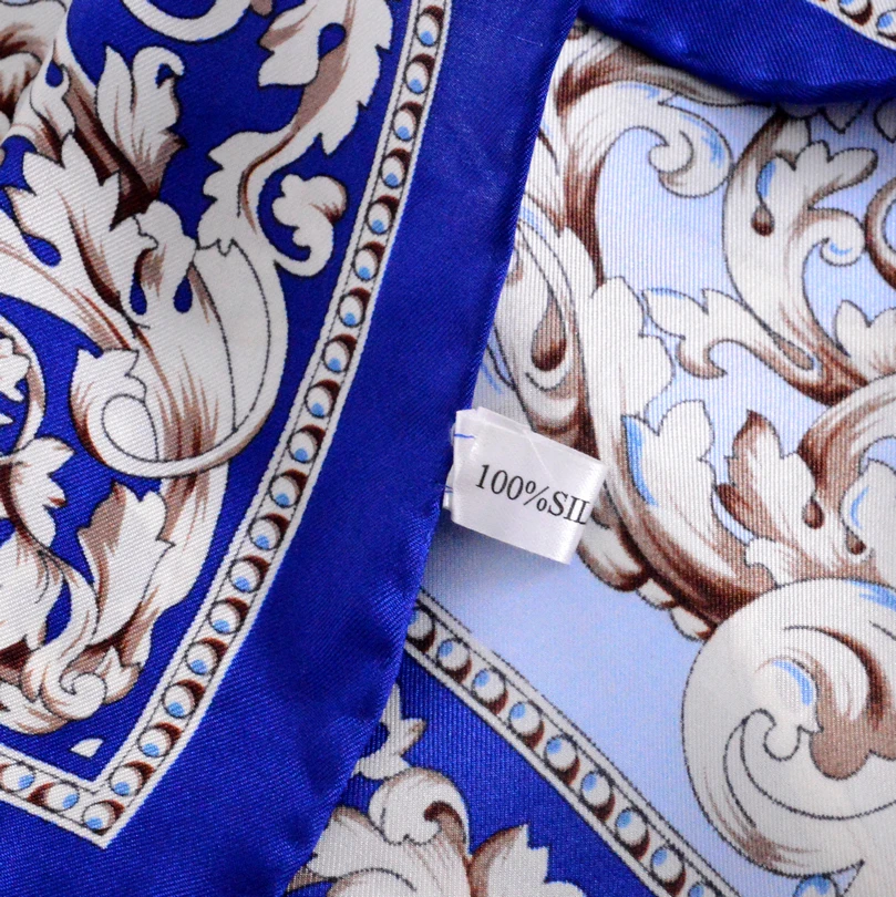 Женский шелковый шарф в китайском стиле [BYSIFA] сине белый классический с цветами