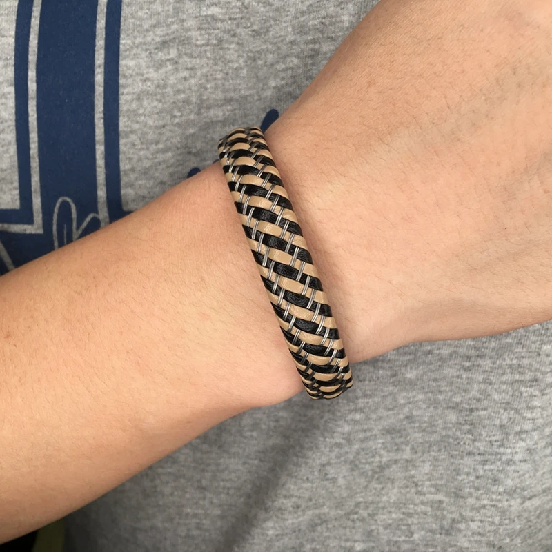 Новинка 2019 модные мужские украшения плетеный кожаный мужской браслет магнитная