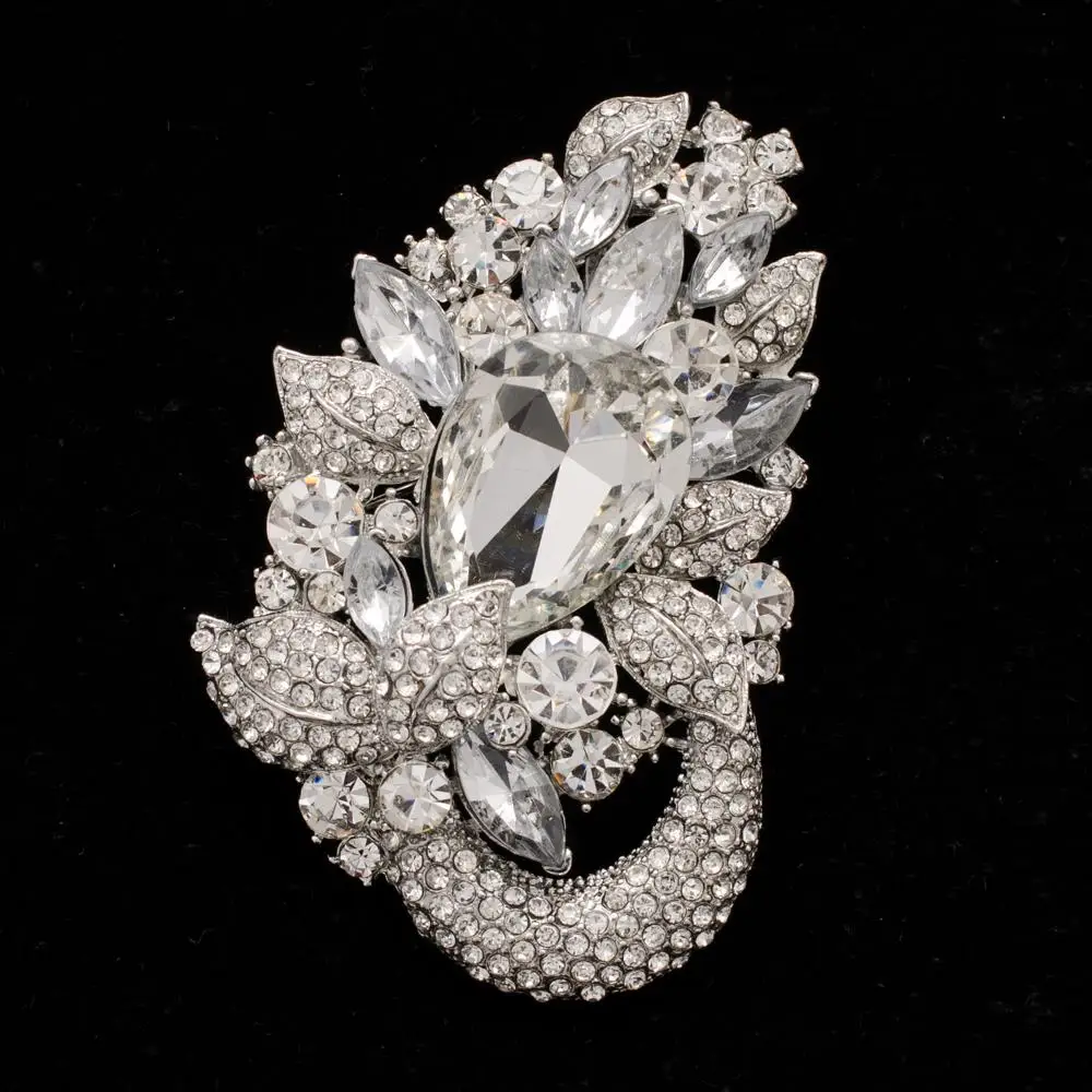 Свадебная Невеста мода цветы кластер падение Брошь булавка кулон прозрачные