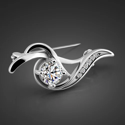 High-quality women's sterling silver jewelry.Fashionable solid 925 brooch.Elegant woman zircon accessories holiday gift. | Украшения и