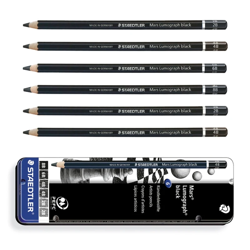 STAEDTLER 100B G6 Рисование эскиз живопись Ограниченная серия Олово уголь карандаш