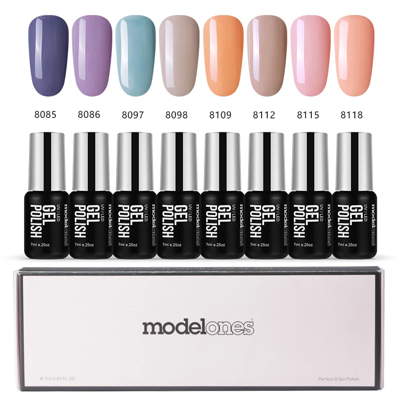 Modelones, 8 шт./лот, салонный Гель-лак для ногтей, набор, розовый цвет, УФ-Гель-лак для ногтей, маникюр, отмачиваемый УФ-гель для ногтей, набор для лаков - Цвет: 10