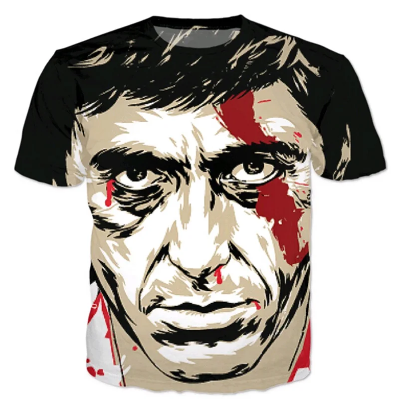 Men/women Fashion Summer 3d T Shirt Harajuku Tee Shirts Scarface Al Pacino Casual Tshirts Tees S-5XL | Мужская одежда