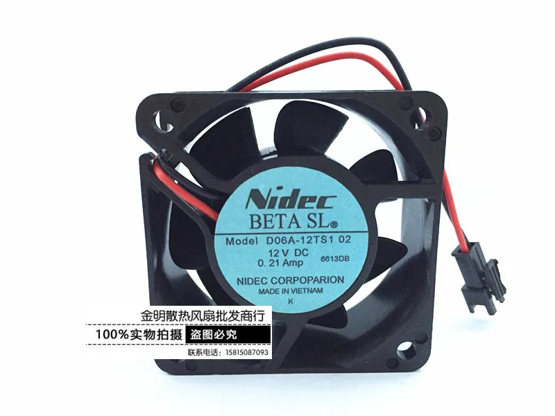 Nidec 6025 6 см D06A-12TS1 02 DC12V 0.21A 2-провода инвертора вентилятора