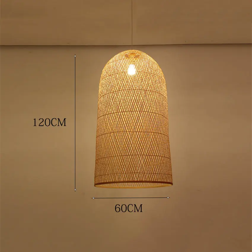 60x120CM Скандинавские бамбуковые художественные подвесные светильники, деревянные плетеные китайские подвесные лампы, подвесные светильники для дома, дома, столовой, кухни - Цвет корпуса: 60x120CM