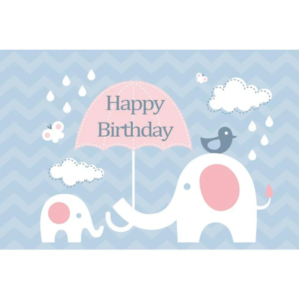 Laeacco с днем рождения слон Зонт принтом облака Baby Shower комикс сцены фото фонов