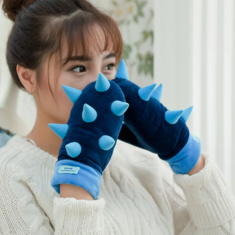 Lovely Halloween Gift Luminous Hedgehog Women Winter Gloves Mittens Autumn Warm Female Soft Ladies | Аксессуары для одежды