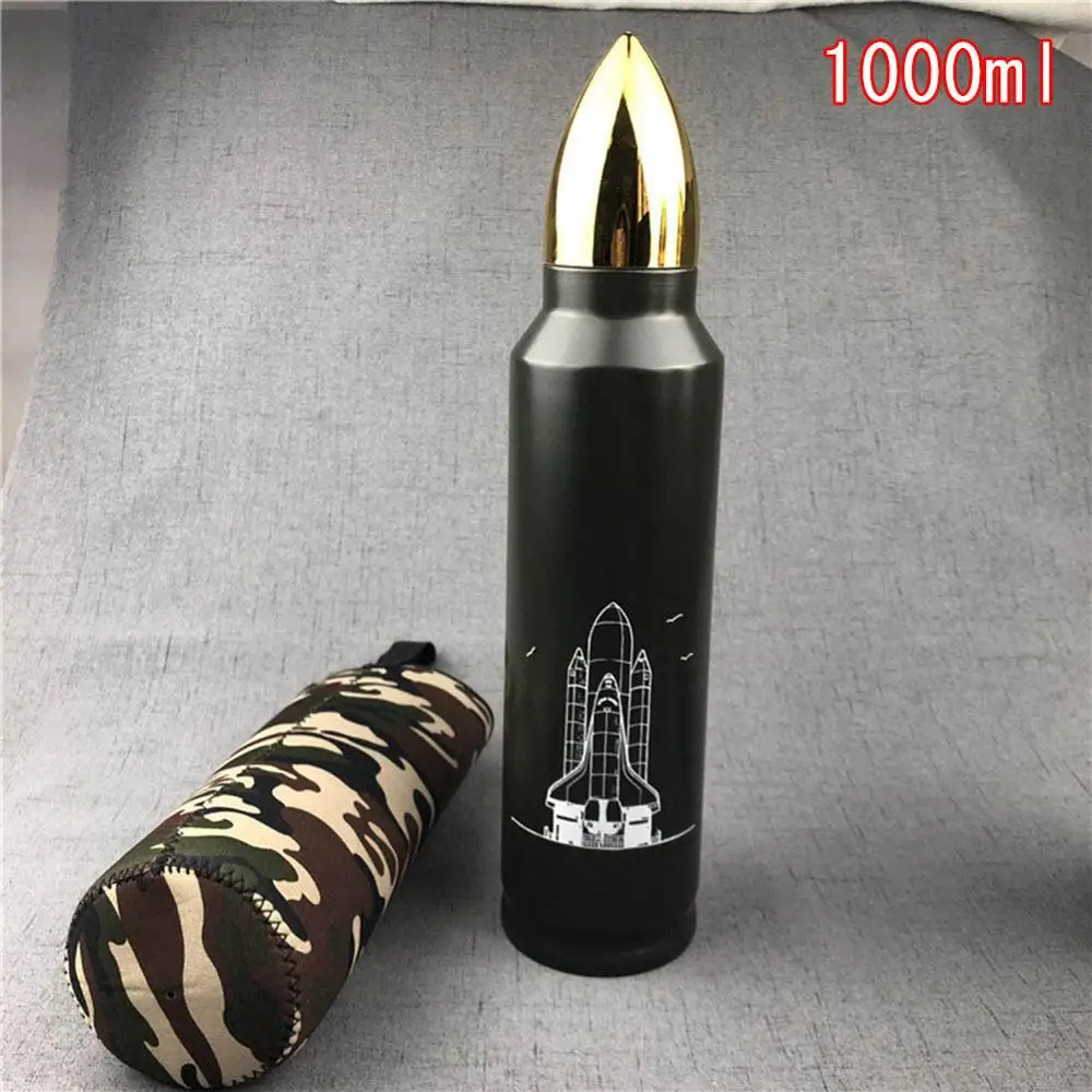 Deep Green 1000ml Thermo Bala Stainless Steel Sport Flask Bottle for Jogging Walking - Цвет: Deep Green 1000ml