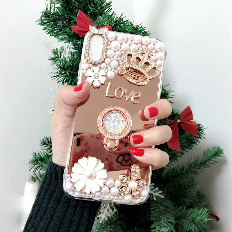 Роскошный зеркальный чехол для Samsung Galaxy A6 A8 Plus A7 2018 A750 Note 9 8 J6 J8 S7 S8 S9 A70 жемчужное